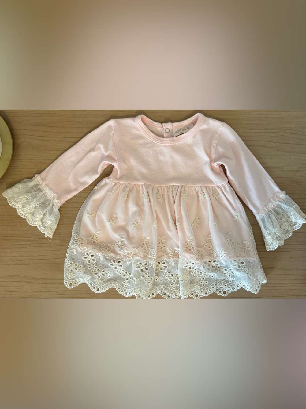 Pink Embroidered Tulle Baby Set